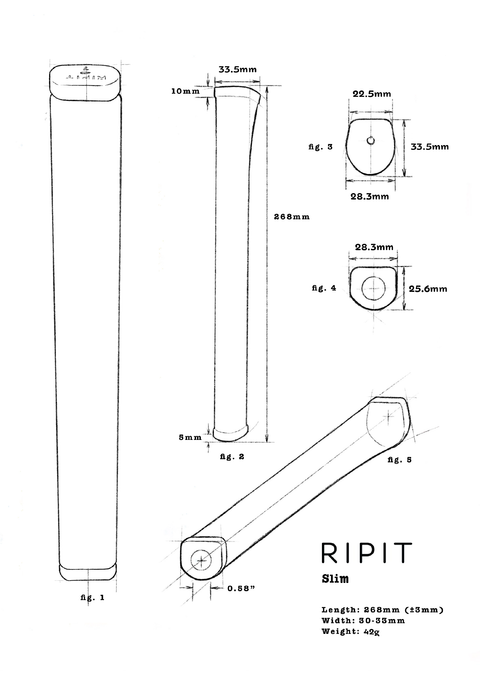 RIPIT Slim putter grip spec sheet