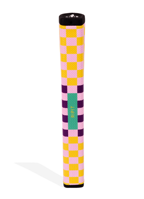 Checkered golf club putter with a visible brand logo on a white background