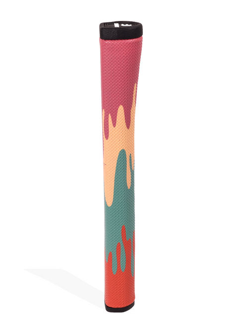 Colorful golf club grip with a white background